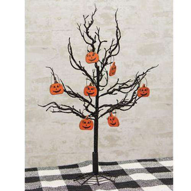 Black Glitter Halloween Tree w/Web Base, 18